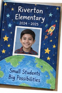 Mock-up of a personalized cover: a child&rsquo;s photo on a drawn night sky with a rocket and the Earth.