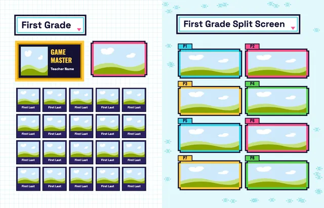 Arcade template, pages 12 and 13