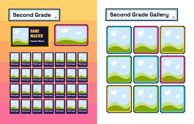 Arcade template, pages 14 and 15
