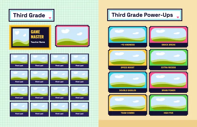 Arcade template, pages 16 and 17