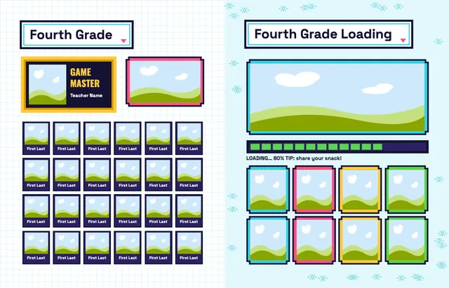 Arcade template, pages 18 and 19