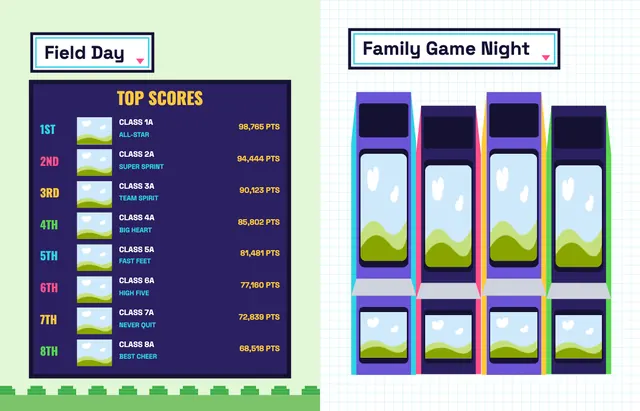Arcade template, pages 26 and 27