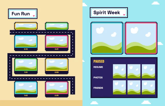 Arcade template, pages 28 and 29
