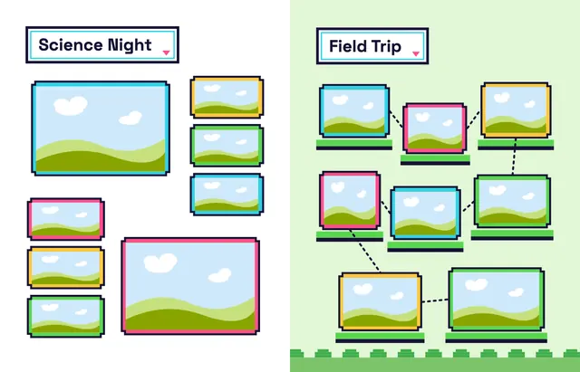Arcade template, pages 32 and 33