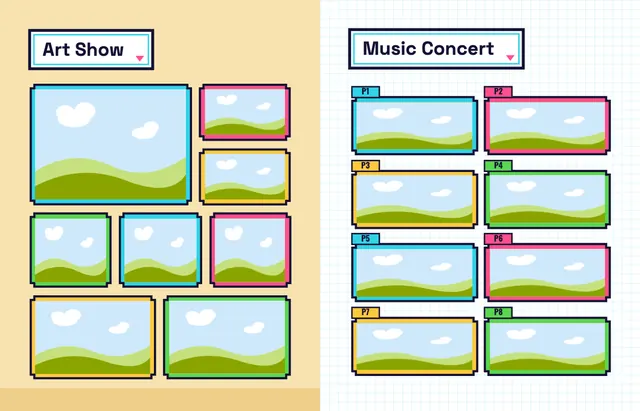 Arcade template, pages 34 and 35