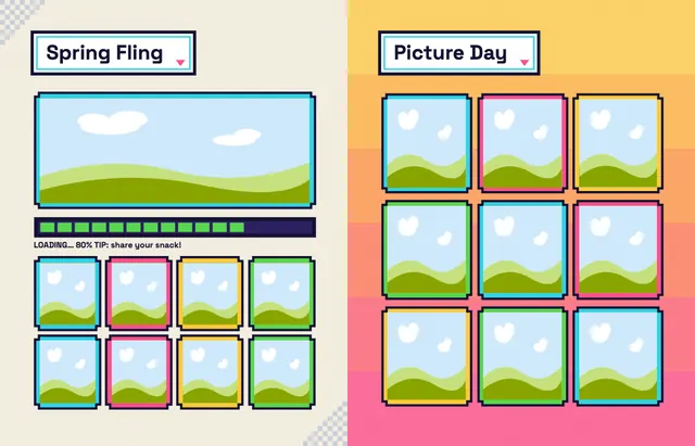 Arcade template, pages 36 and 37