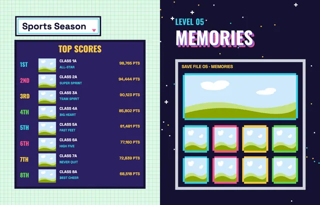 Arcade template, pages 42 and 43
