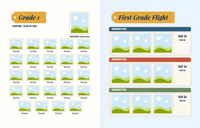 Around the World template, pages 14 and 15