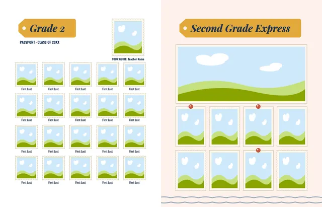 Around the World template, pages 16 and 17