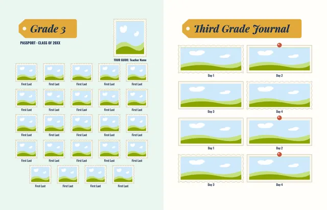 Around the World template, pages 18 and 19