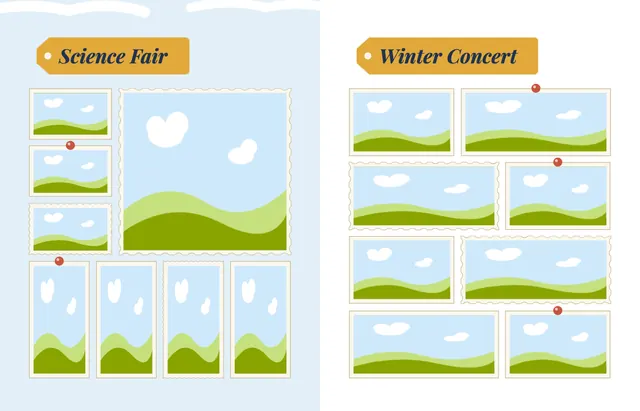 Around the World template, pages 28 and 29
