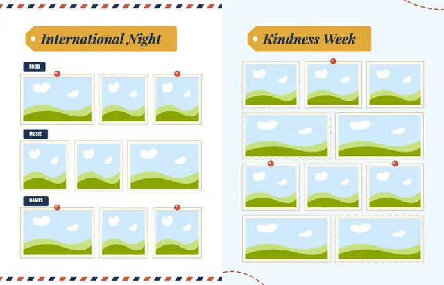Around the World template, pages 30 and 31