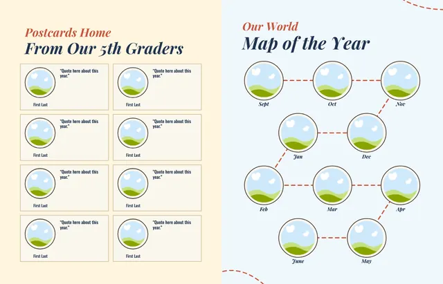 Around the World template, pages 44 and 45