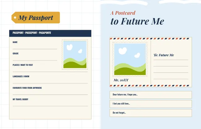 Around the World template, pages 46 and 47