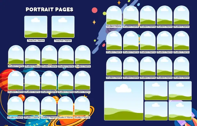Blasting Off into New Adventures template, pages 4 and 5