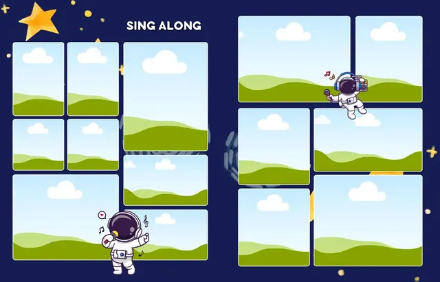 Blasting Off into New Adventures template, pages 12 and 13