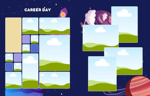 Blasting Off into New Adventures template, pages 24 and 25