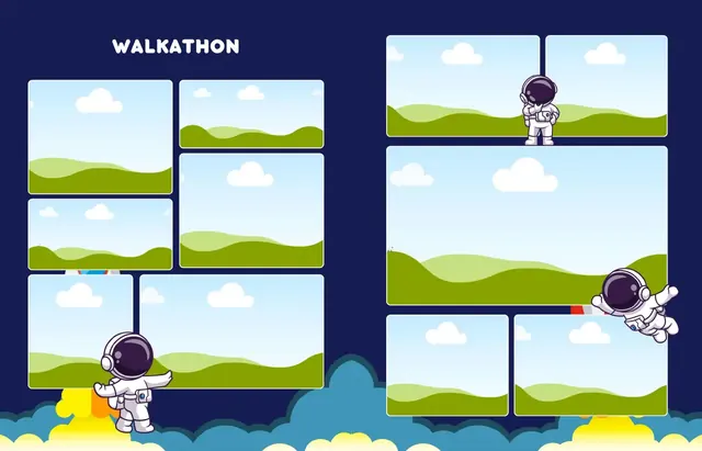 Blasting Off into New Adventures template, pages 28 and 29