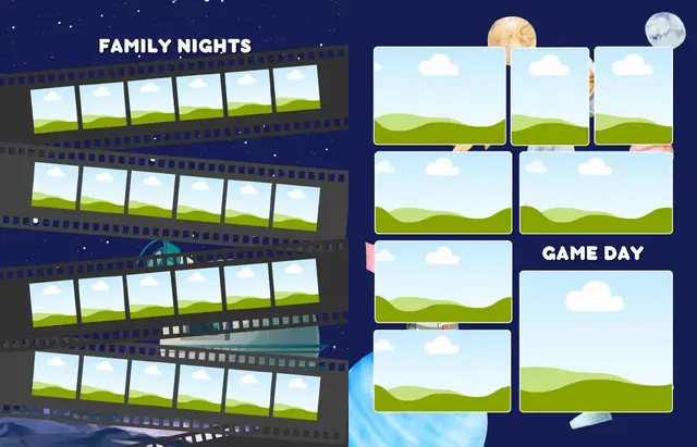 Blasting Off into New Adventures template, pages 36 and 37