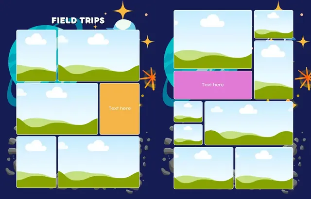 Blasting Off into New Adventures template, pages 42 and 43
