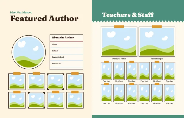 Bookworm template, pages 6 and 7