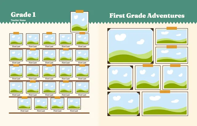 Bookworm template, pages 14 and 15