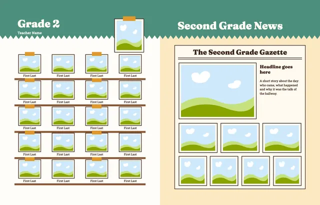 Bookworm template, pages 16 and 17