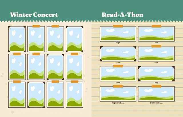 Bookworm template, pages 30 and 31