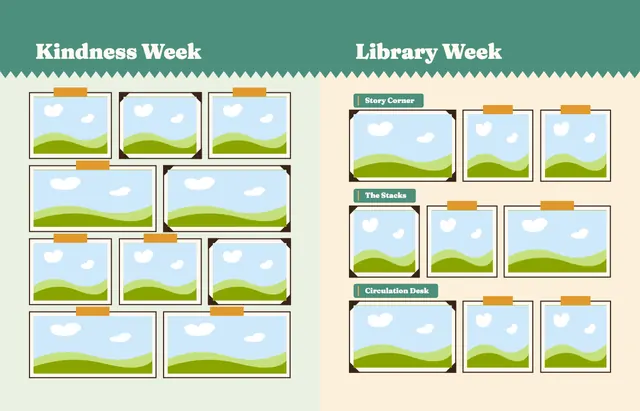 Bookworm template, pages 32 and 33