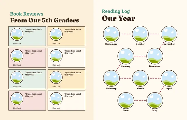 Bookworm template, pages 44 and 45