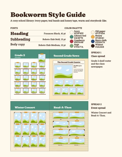 Bookworm style guide, page 1