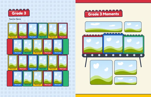 Building Blocks template, pages 16 and 17