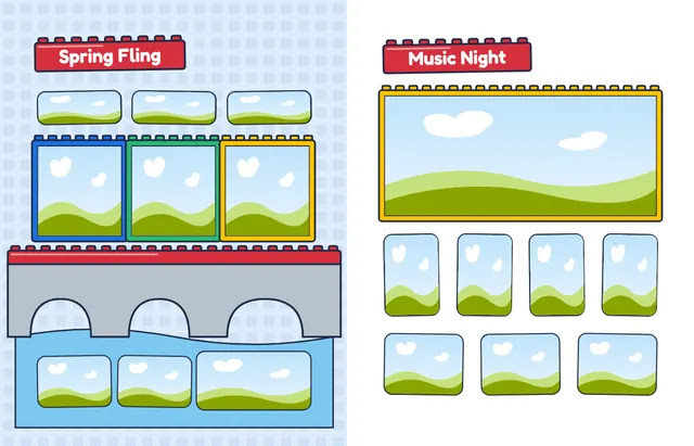 Building Blocks template, pages 34 and 35