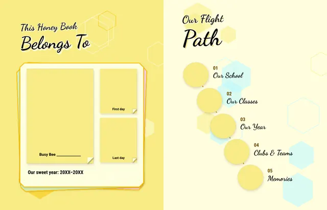 Busy Bees template, pages 2 and 3