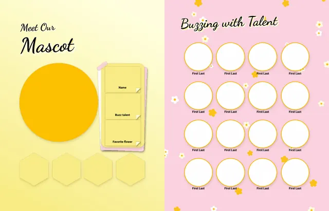 Busy Bees template, pages 6 and 7