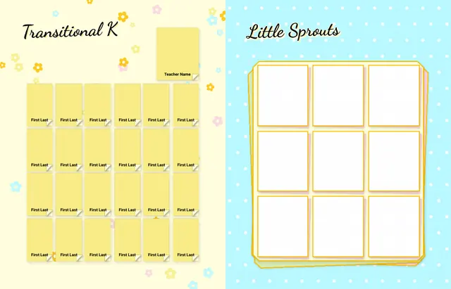 Busy Bees template, pages 10 and 11
