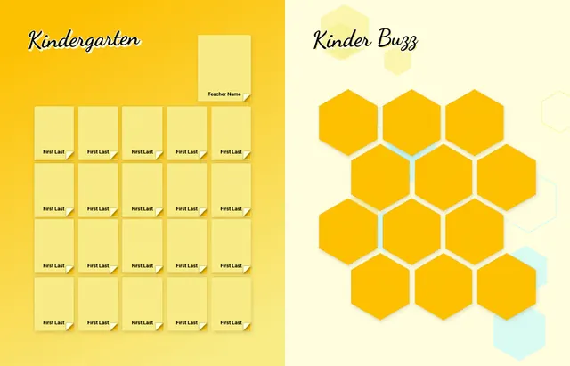 Busy Bees template, pages 12 and 13