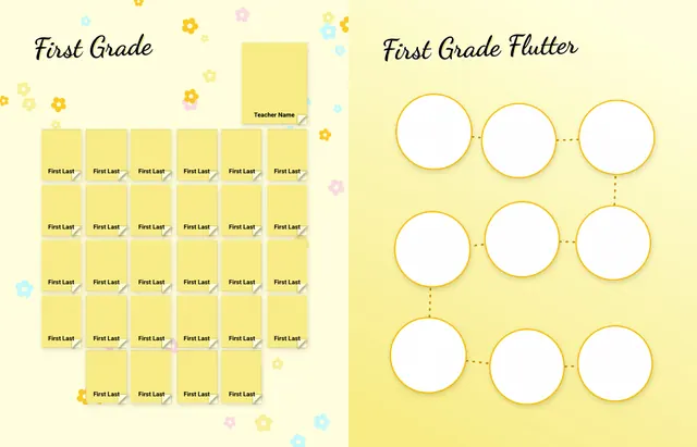 Busy Bees template, pages 14 and 15