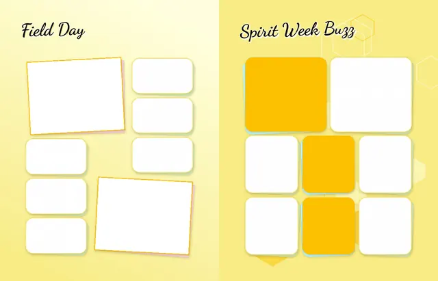 Busy Bees template, pages 34 and 35
