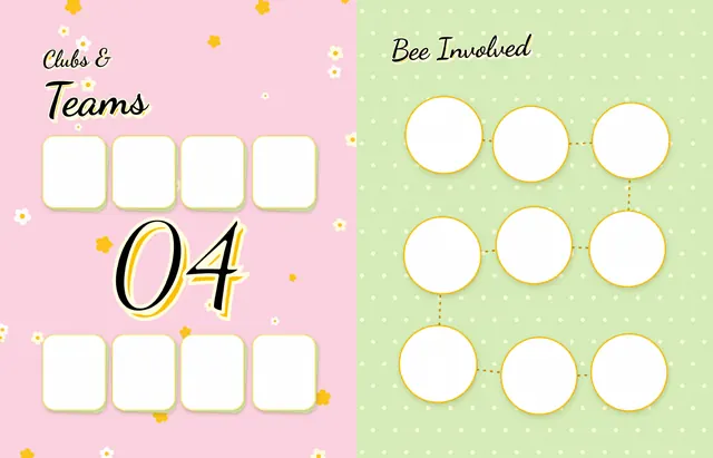 Busy Bees template, pages 38 and 39