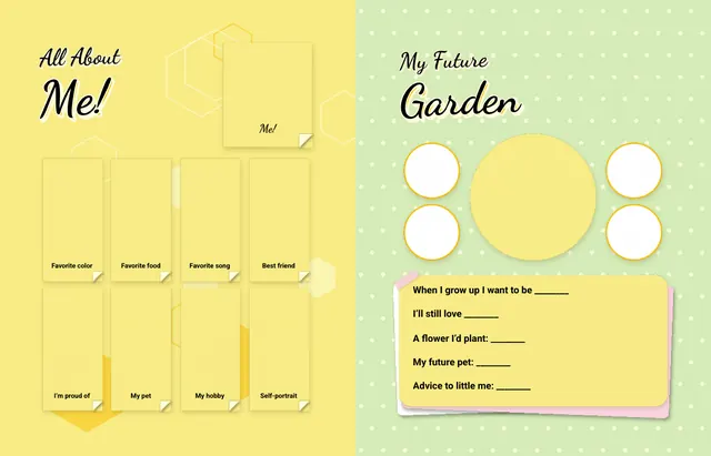Busy Bees template, pages 46 and 47