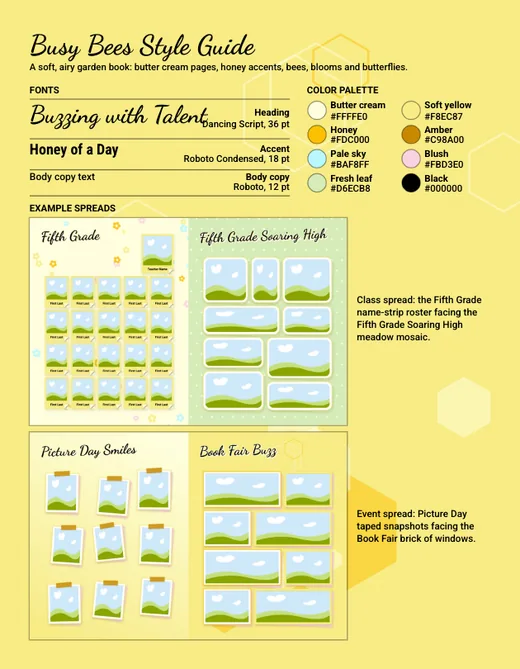 Busy Bees style guide, page 1