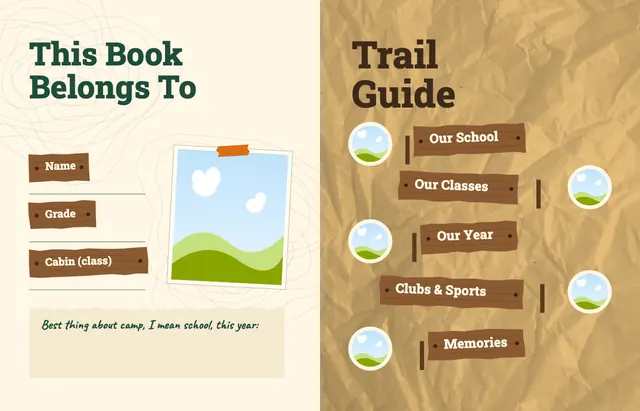 Camp Adventure template, pages 2 and 3