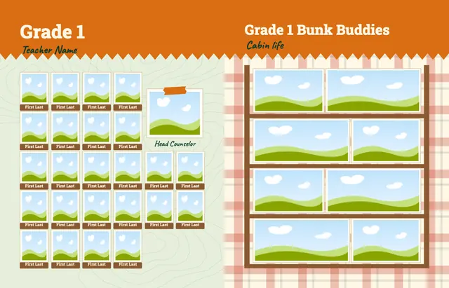 Camp Adventure template, pages 12 and 13