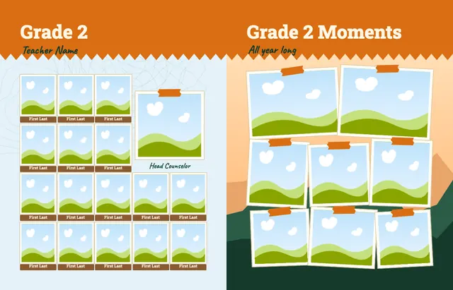 Camp Adventure template, pages 14 and 15