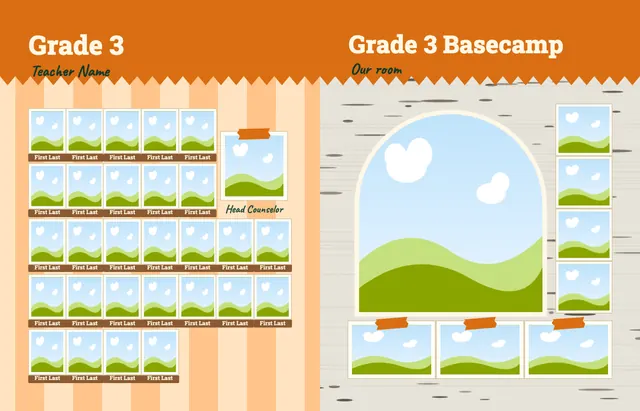 Camp Adventure template, pages 16 and 17