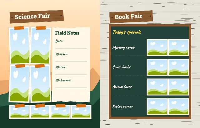 Camp Adventure template, pages 28 and 29