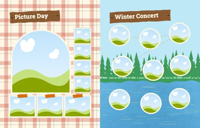 Camp Adventure template, pages 30 and 31