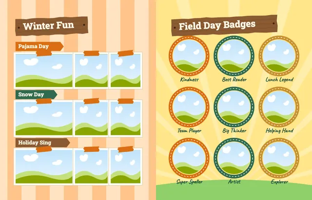 Camp Adventure template, pages 36 and 37