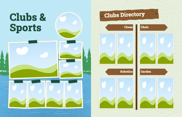 Camp Adventure template, pages 38 and 39